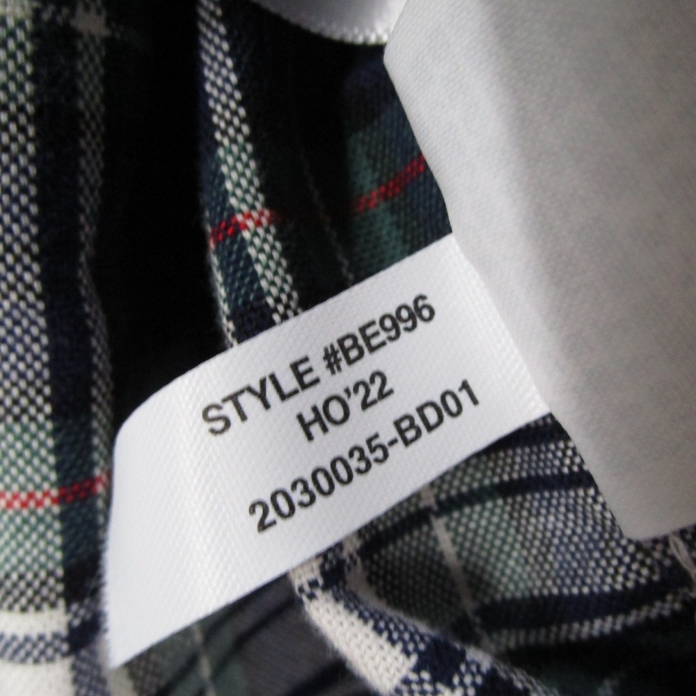 J.Crew Mens Broken-In Oxford Shirt Green Navy Plaid Organic Cotton BE996 Oars - Picture 6 of 12